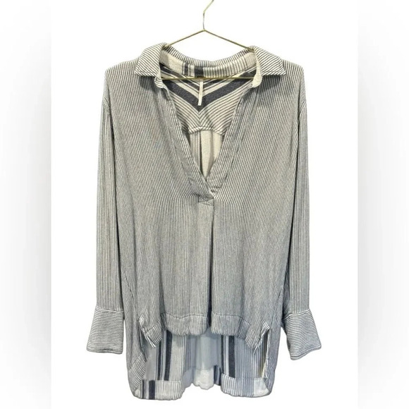 EUC Free People V neck Striped tunic on the road striped Oxford small - Picture 3 of 7